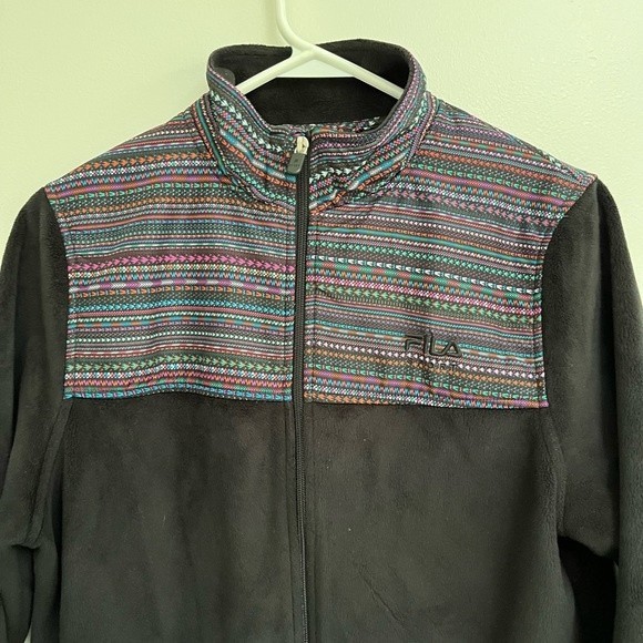 FILA black super soft fleece zip up jacket size medium GUC - Picture 2 of 8